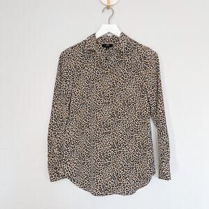 J. Crew Silk Leopard Button Up Shirt size 2